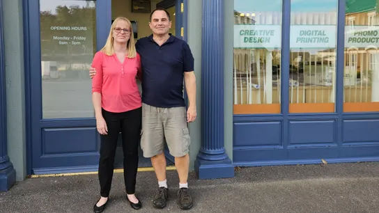 Minuteman Press franchise, Poundbury and Dorchester, England - Juanita and David Prince